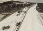 Motorists couldn't make it up the steep grade of I-20 east just east of Brompton causing a bottleneck of vehicles at the foot of the hill. This scene was common through Alabama today with travelers stranded in the storm. (Joe Songer/jsonger@al.com)